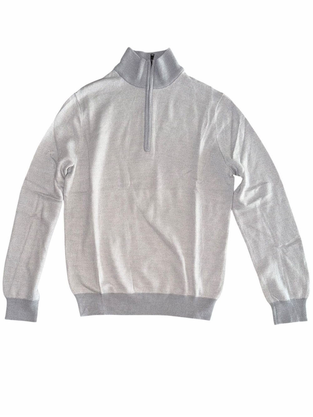 Banana Republic Men’s Quarter Zip Pullover Sweater Light Gray Textured Knit